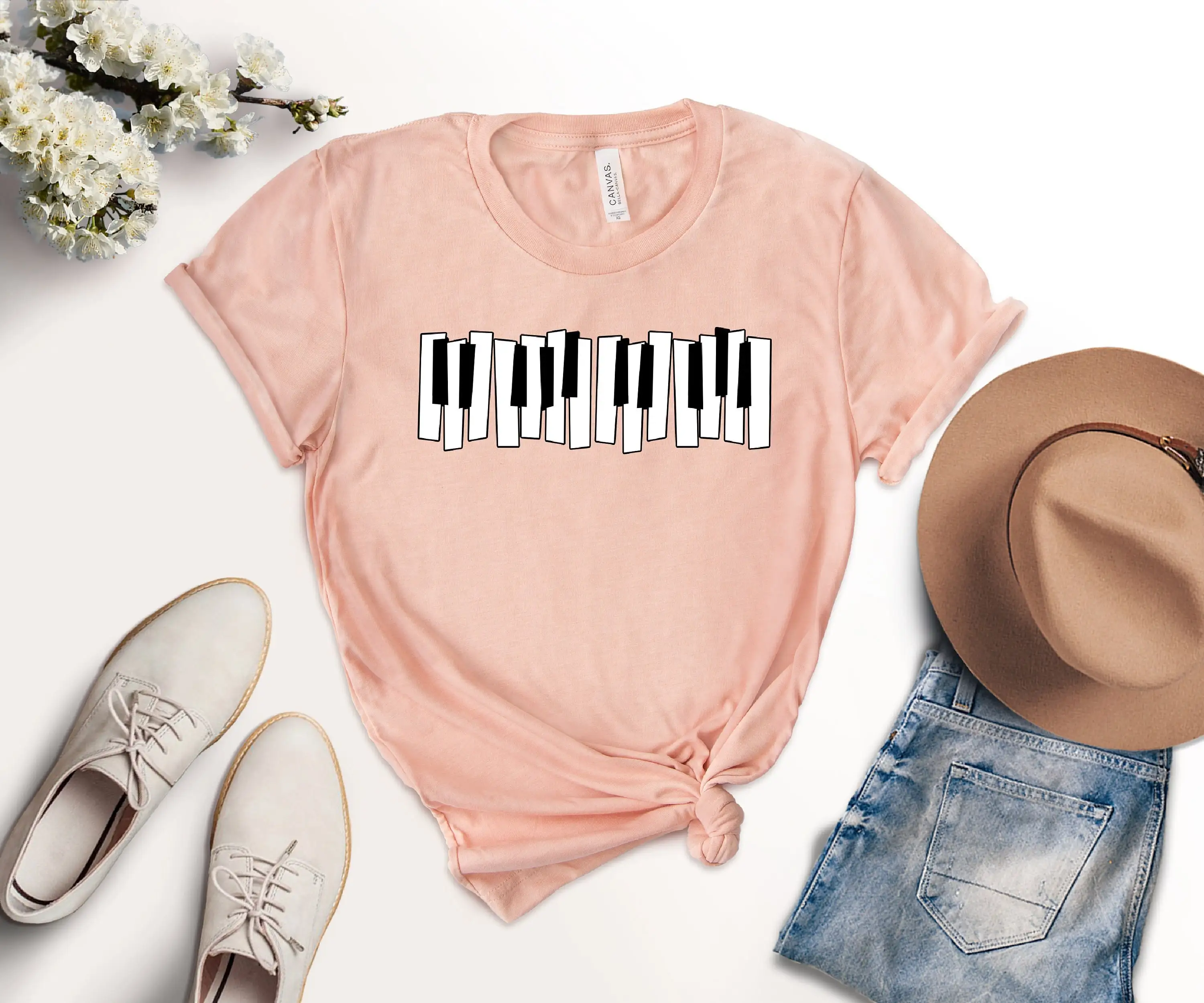 Piano Keyboard T Shirt Musician Pianist Music Teacher Lover Player Notes Orchestra