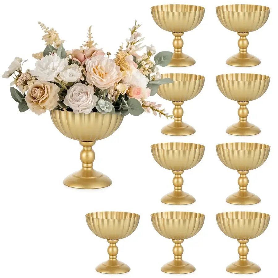 

Urn Vase for Wedding Centrepiece 7.9in Gold Compote Bowl Vase Table Decorations Floral Arrangement Pots Set of 10 M Customizable