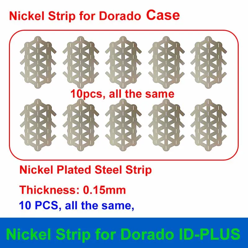 10 pçs suporte e tira de níquel para diy dorado ID-PLUS caixa de bateria caber 65 pçs 18650 células dorado caso peças