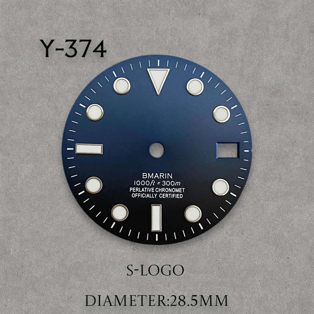 S Logo 28.5mm Sunray Dial Suitable For NH35/NH36/4R/7S  Movement Watch Modificat Accessories Ice Blue Luminous NH35 Dial