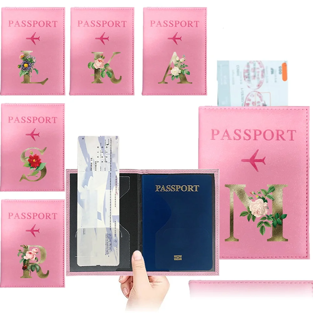 Flugzeug Pass Abdeckung Frauen Männer Reise Pass Fall UV-Druck goldene Blume Serie Pass Brieftasche Geldbörse Mädchen Pässe Inhaber