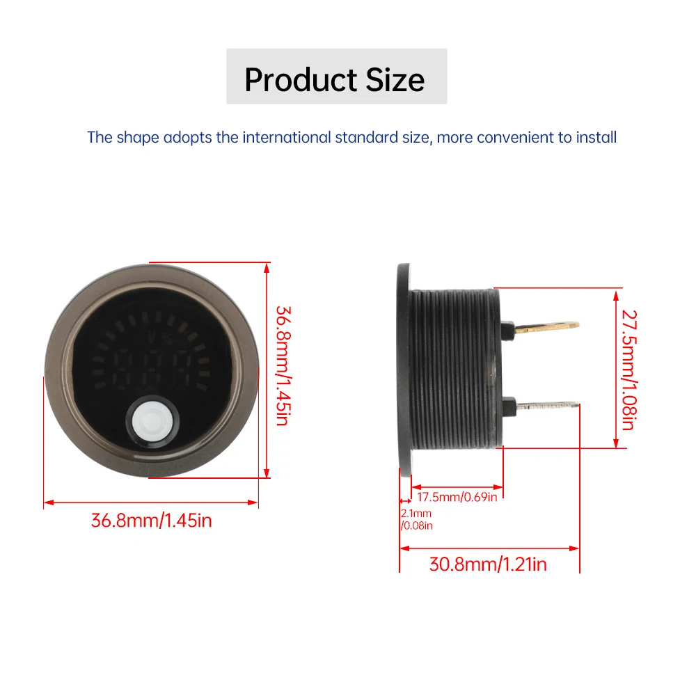 DC 7-100V Waterdichte Voltmeter 12V 2A Ronde LED Digitale Spanningsindicator Monitor voor Zuur/Lithium batterij Boot Motorfiets