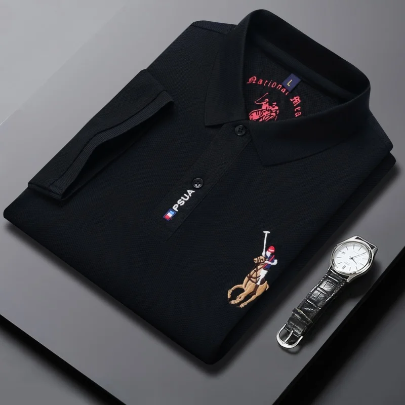 

2025 Men's New Summer Designer Embroidered Polo Shirt Exquisite Business Fashion Short Sleeve Brand Comfortable Ice Silk T-shirt