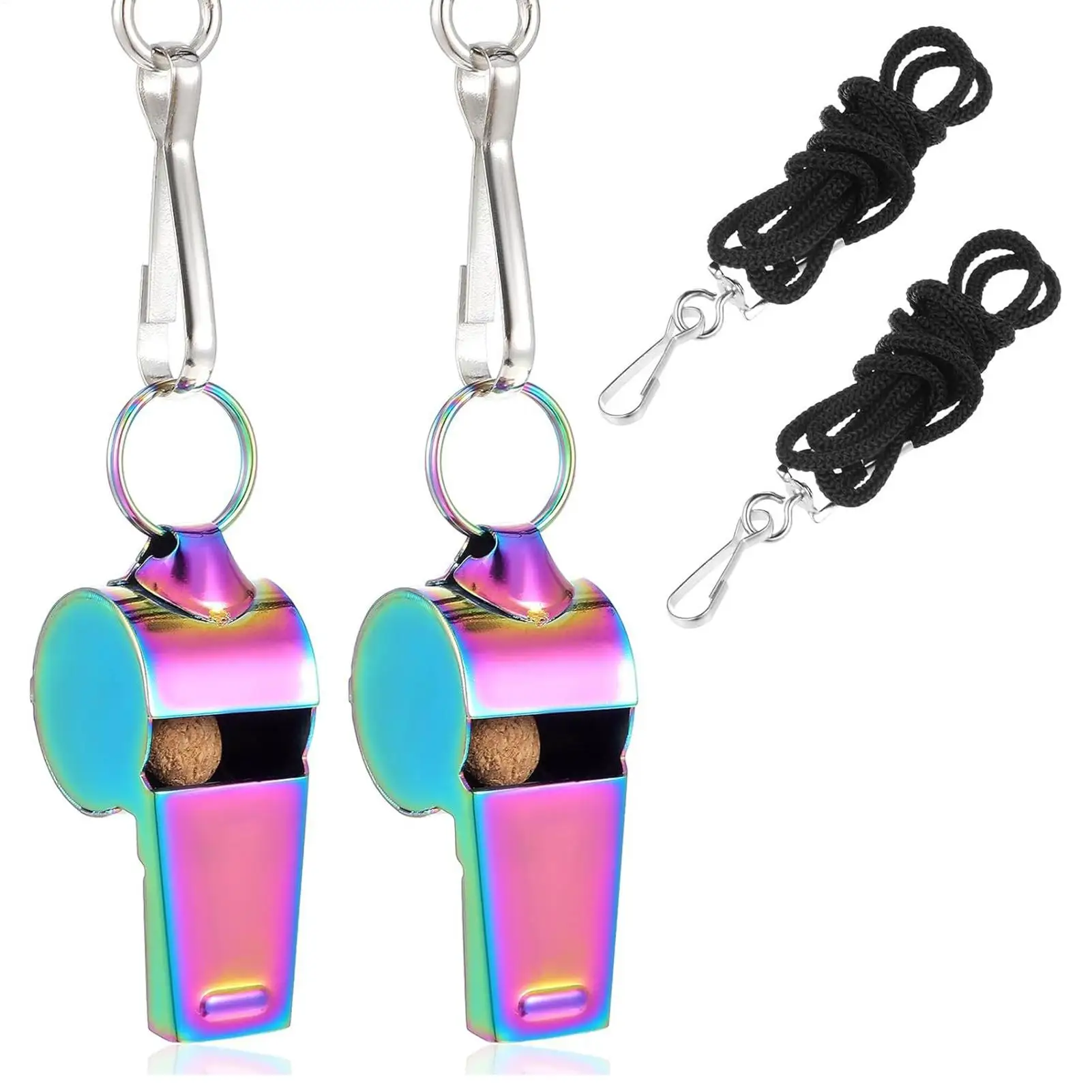 صفارة رياضية من الفولاذ المقاوم للصدأ للمدربين مع حبل لوازم خارجية مع صوت عالي هش لمدربي الحكم #5