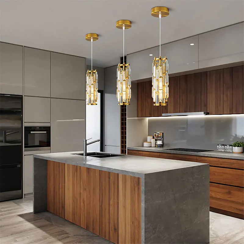 Small Gold Crystal Chandelier Lighting Modern Black Pendant with LED Lights for Kitchen Dining Room and Entryway - Image 2