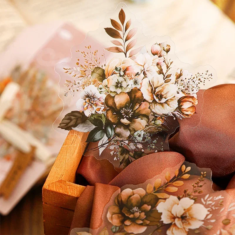 20 pz Ombra Elegante Foresta Manuale Materiale Decorativo Fiore di Acero Adesivo Ambra Sottodrenti Collage Scrapbook 163*95mm