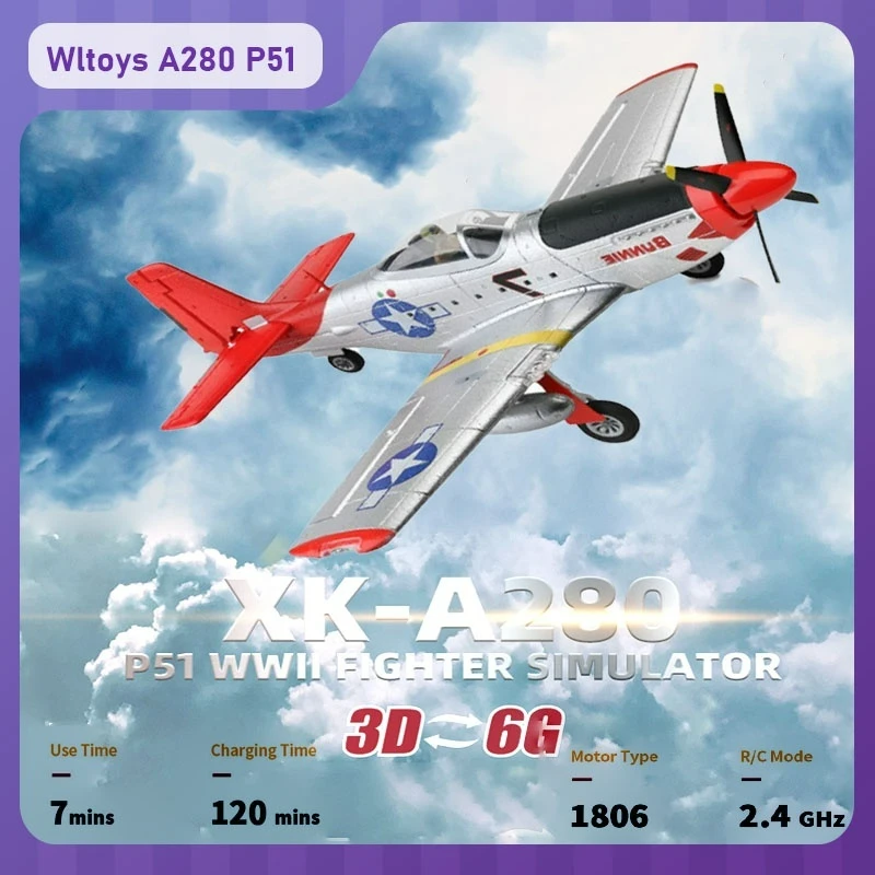 

A280 RC airplanes P51 brushless four channel glider RC airplane high-speed fighter model Remote control fixed wing kids toy gift