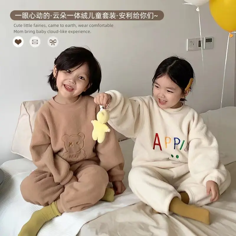 

Autumn and Winter New Thickened Children's Pajamas Warm Pajamas Set