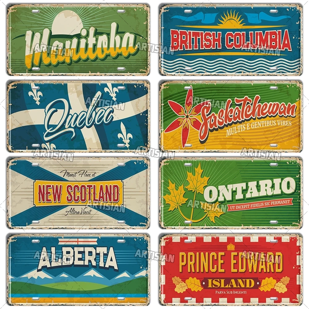 Artisian CANADA Ctiy Metal Sign Landmark License Plate Travel  Car Plate  Decorative Tin Plaque Wall Decor Garage Bar Pub Club