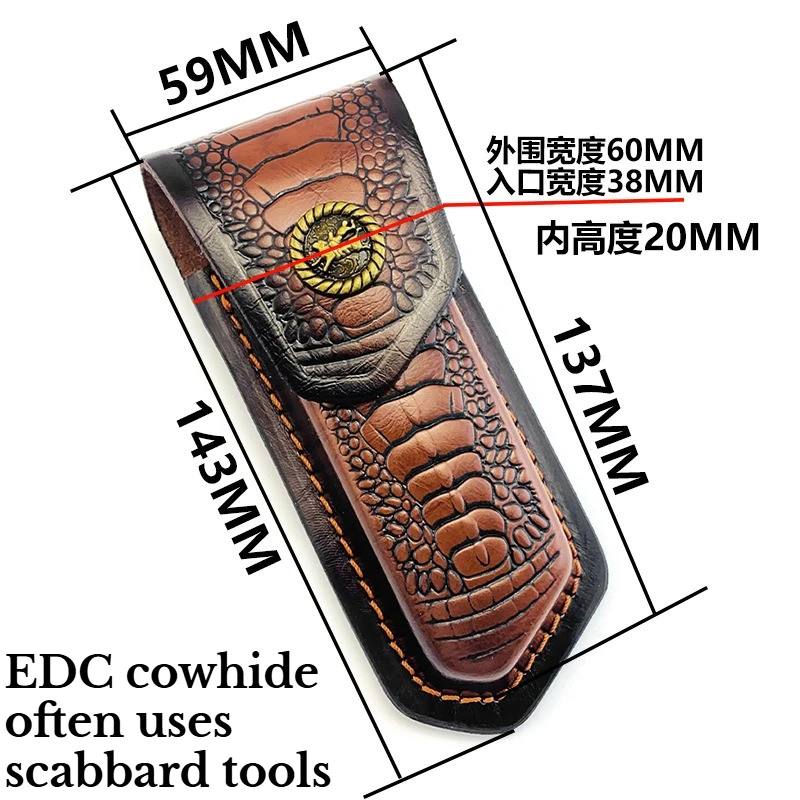 Folding Cowhide Knife Cover Universal Head Layer Tool EDC Scabbard Hand Tool Accessories view 3