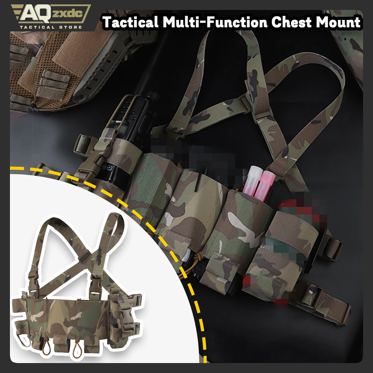 

Outdoor Multifunctional Chest Strap Triple Mag Bag & Quick Release Radio Bag & Water Bottle Bag for Police on Auty Airsoft Game