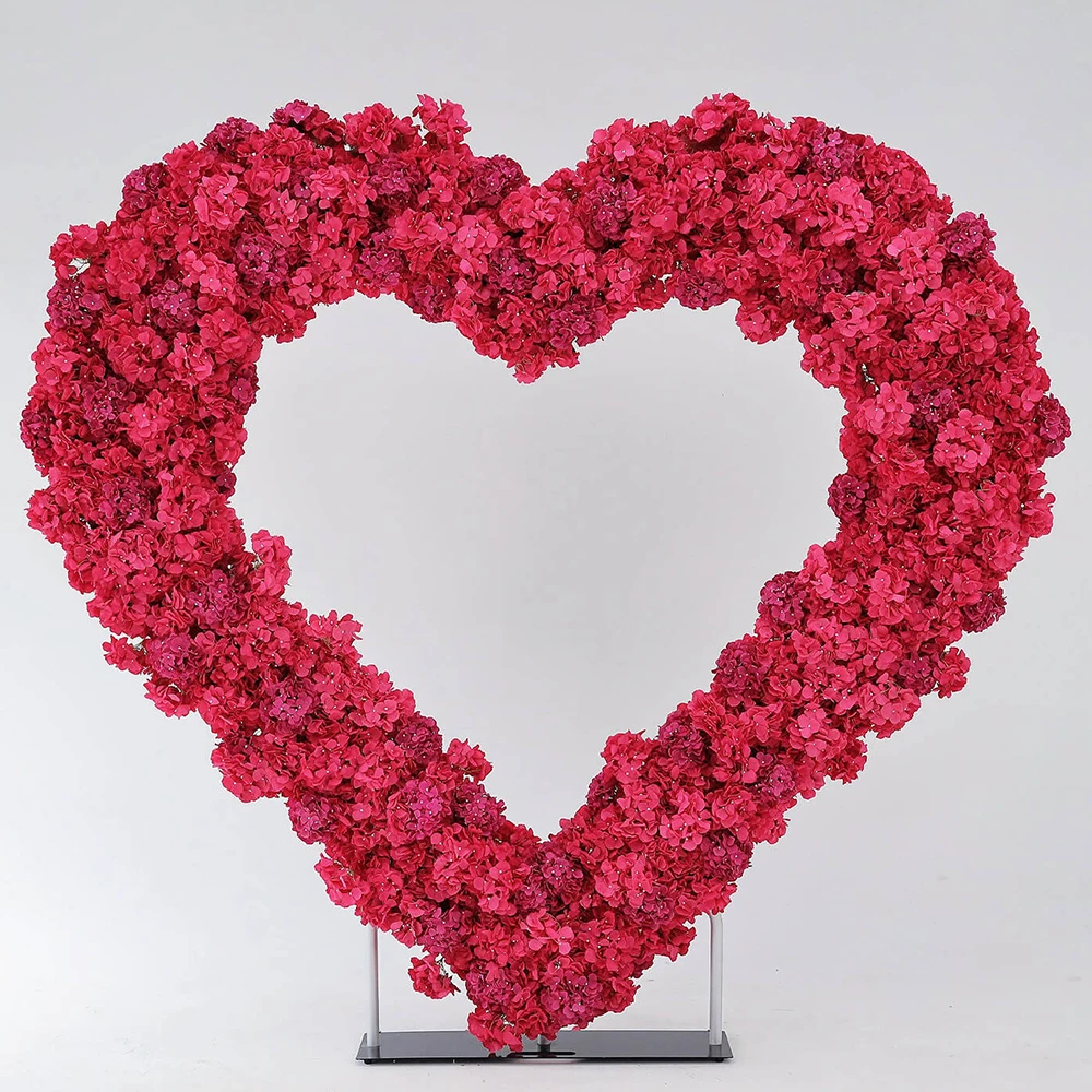 5D Luxe Witte Rozen Hartvormige Boog Kunstbloemen Achtergrond Romantische Bruiloft Feestdecoratie Raamdecoratie Arrangement