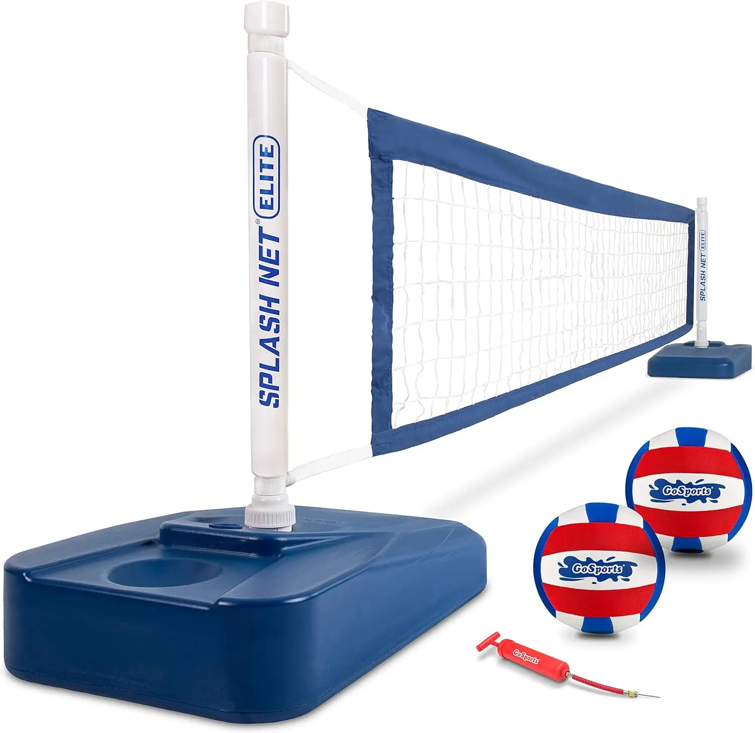 Inground Pool Volleyball Set with Water-Filled Weighted Bases and Adjustable Net for Above Ground Pools