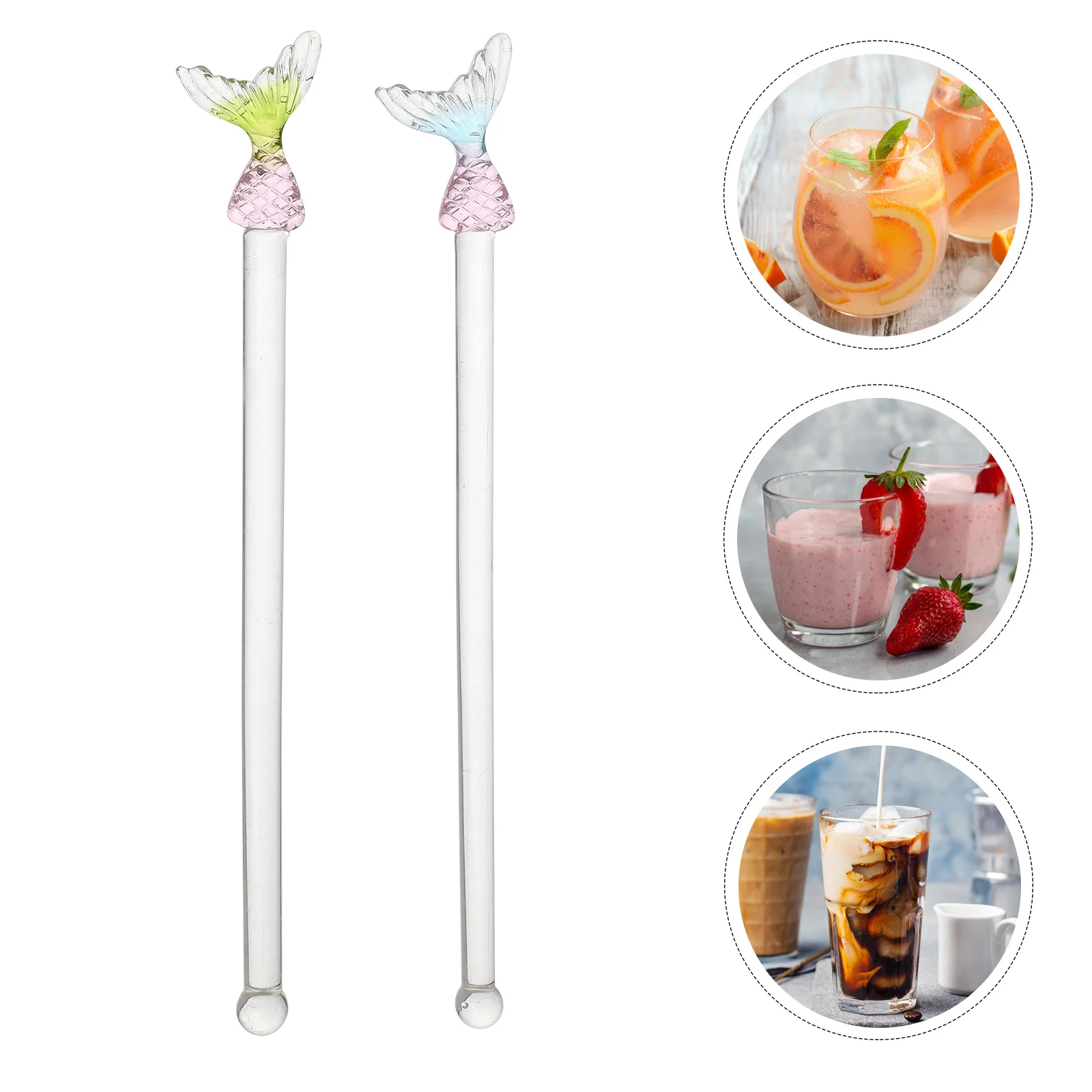 

2 Pcs Coffee Stirrers Reusable Stirring Stick Swizzle Personalized Beverage Sticks Glass