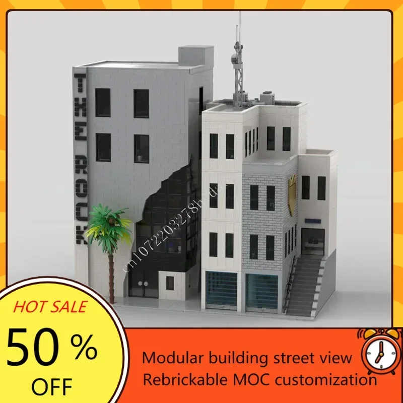Police Station Office Building The RockModular MOC Creative street view Model Custom Puzzles DIY Education Assembly Toys Gifts