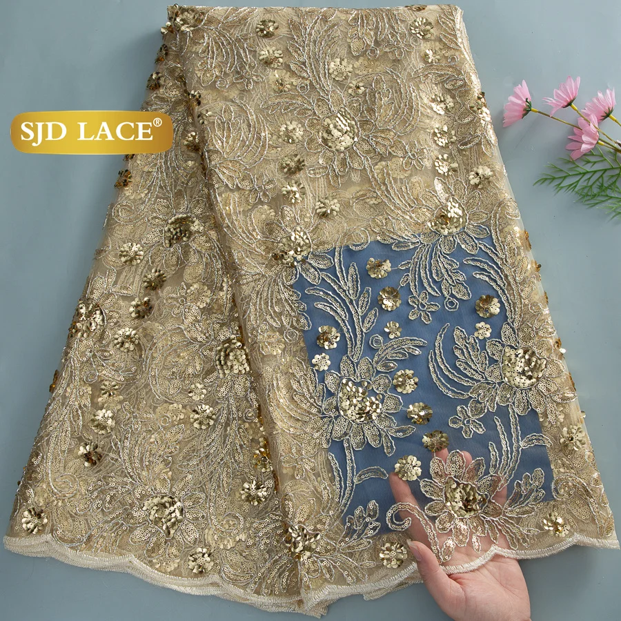 

SJD LACE Африканская сетка с блестками, кружевная ткань 2026, модная нигерийская тюль, французская сетчатая кружевная ткань для женщин, свадебное платье 4668