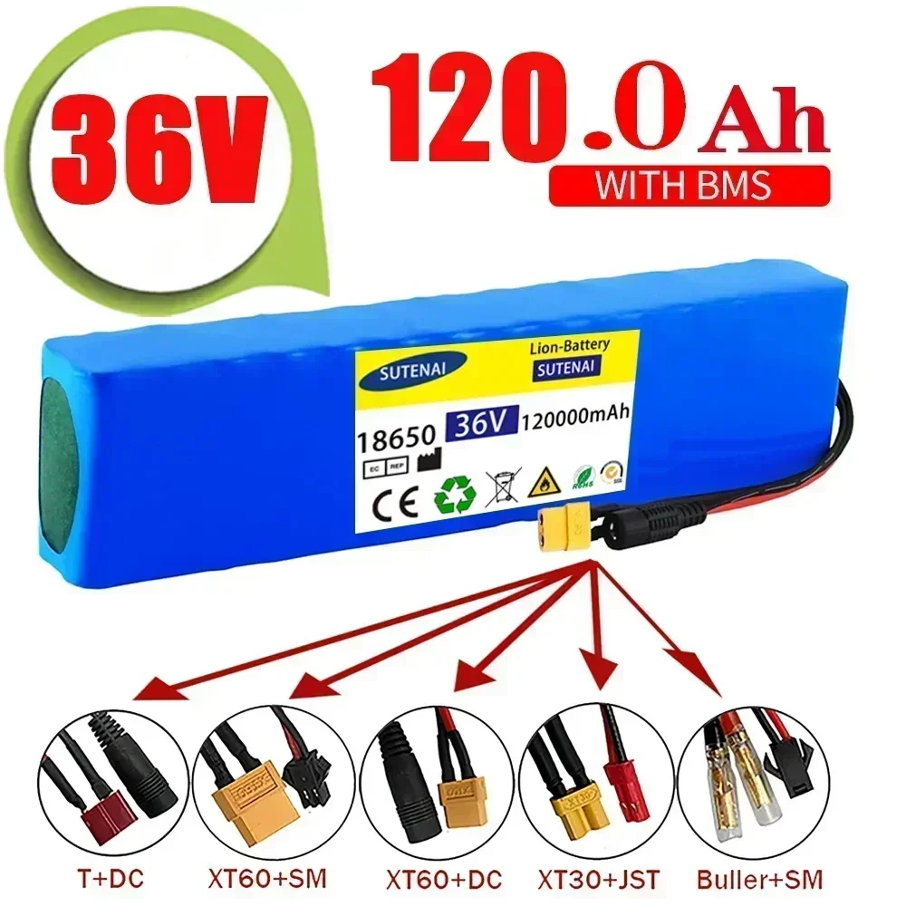 10S3P 36V 120Ah แบตเตอรี่ eBike แบตเตอรี่ Pack 18650 แบตเตอรี่ Li-Ion 1000W สําหรับไฟฟ้าสกู๊ตเตอร์รถจักรยานยนต์สกู๊ตเตอร์