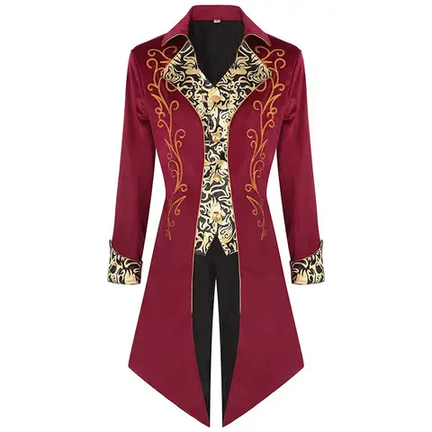 남성용 럭셔리 자카드 턱시도 패치워크 프린트 코트, 블랙, 퍼플, 레드 패션, 마르디 그라 원피스 롱 재킷, 2024 신제품