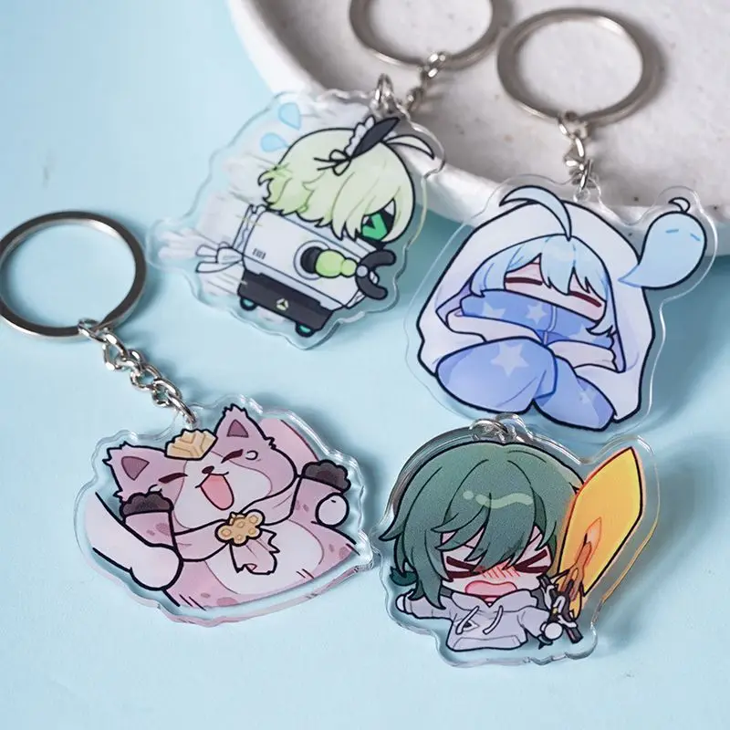 

Honkai Impact 3 The Thirteen Flame-Chasers Key Chain Double-sided Pattern Acrylic Figure Keychains Metal Key Ring Jewelry Gifts