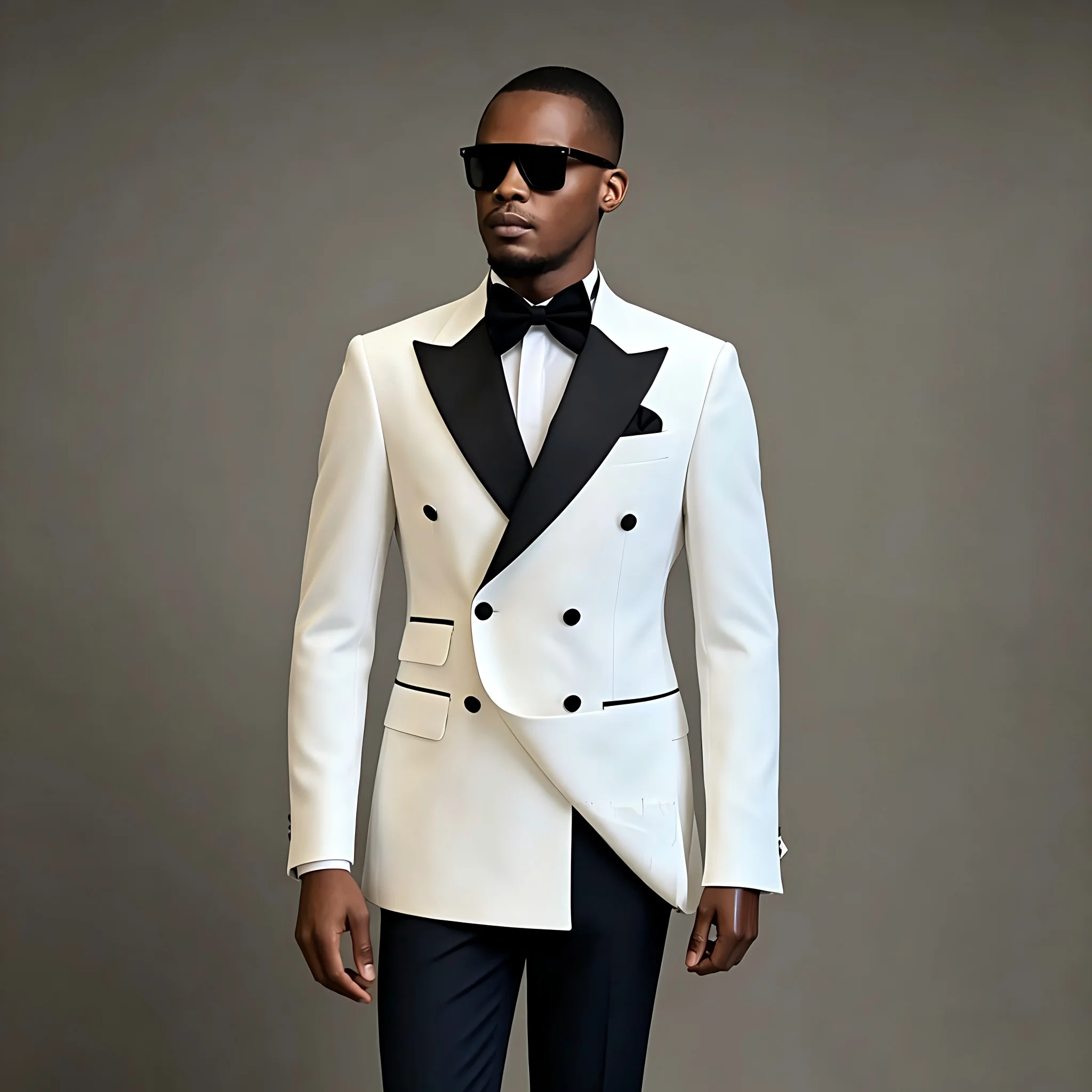 

2026 Elegant Double Breasted White Wedding Suits for Men Fashion Slim Fit Groom Best Man Wedding Tuxedo Formal Prom Wear