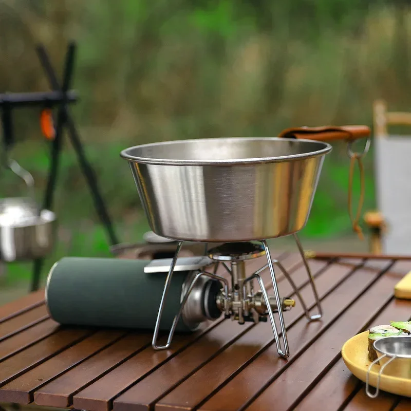 

Outdoor Camping Snow Bowl Stainless Steel Plus Large Snow Bowl Can Be Heated To Cook Rice Snow Pot Camping Portable New