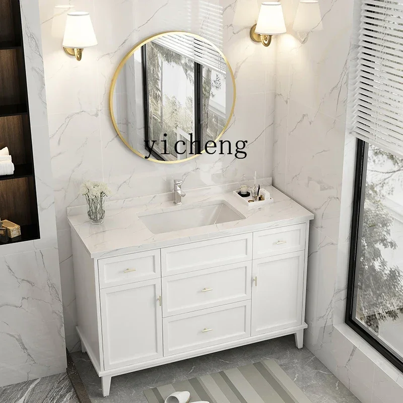 

ZC solid wood bathroom cabinet light luxury washbasin cabinet combination bathroom washstand