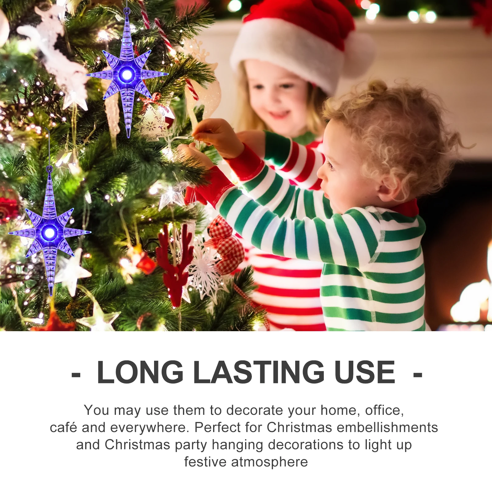 

5 Pcs Christmas Decor Star Ornament Plastic Light up Ornaments Hanging Stars Decorations