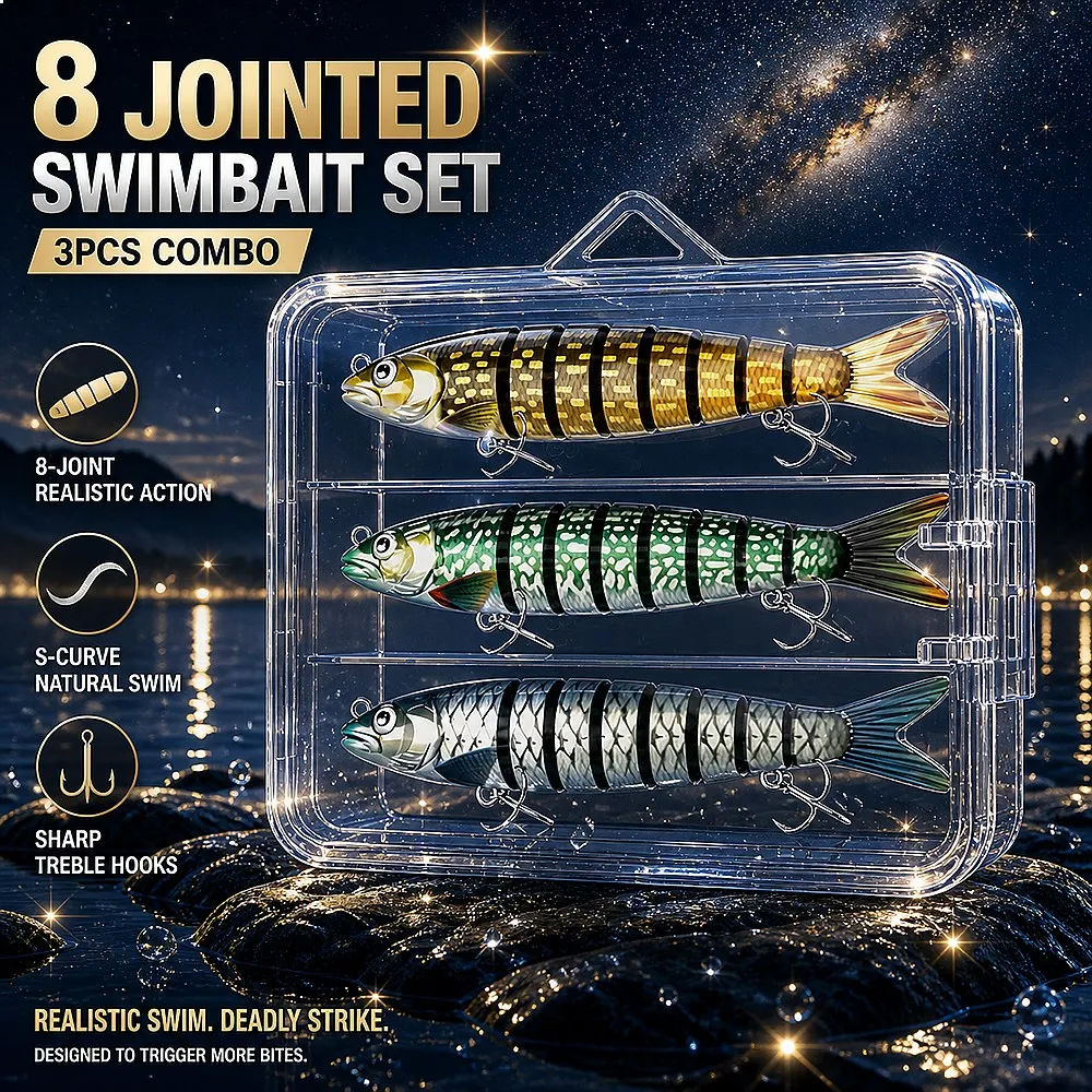 Multi Jointed Fishing Lures YQCCK 14.5cm 19g Realistic Swimbait Slow Swing for Freshwater Saltwater Bass Pike Trout 3/5/10Pcs