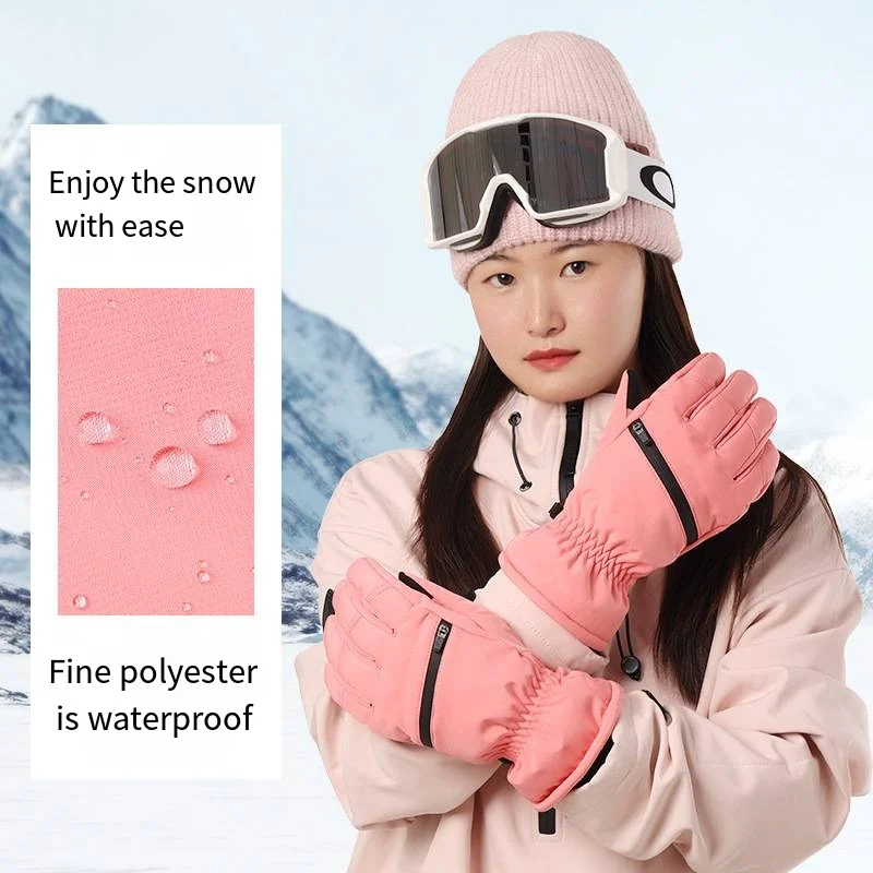 Winter Professional Skiing Gloves Full Finger Velvet Outdoor Riding Mountaineering Gloves Windproof Touchscreen Gloves for Adult