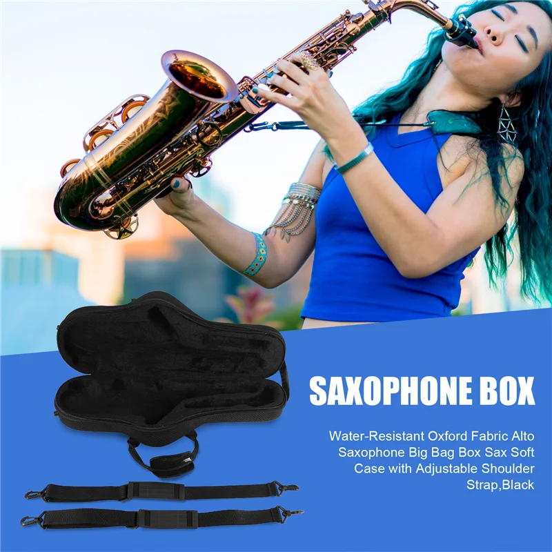 

XSXS-Water-Resistant Oxford Fabric Alto Saxophone Big Bag Box Sax Soft Case With Adjustable Shoulder Strap,Black