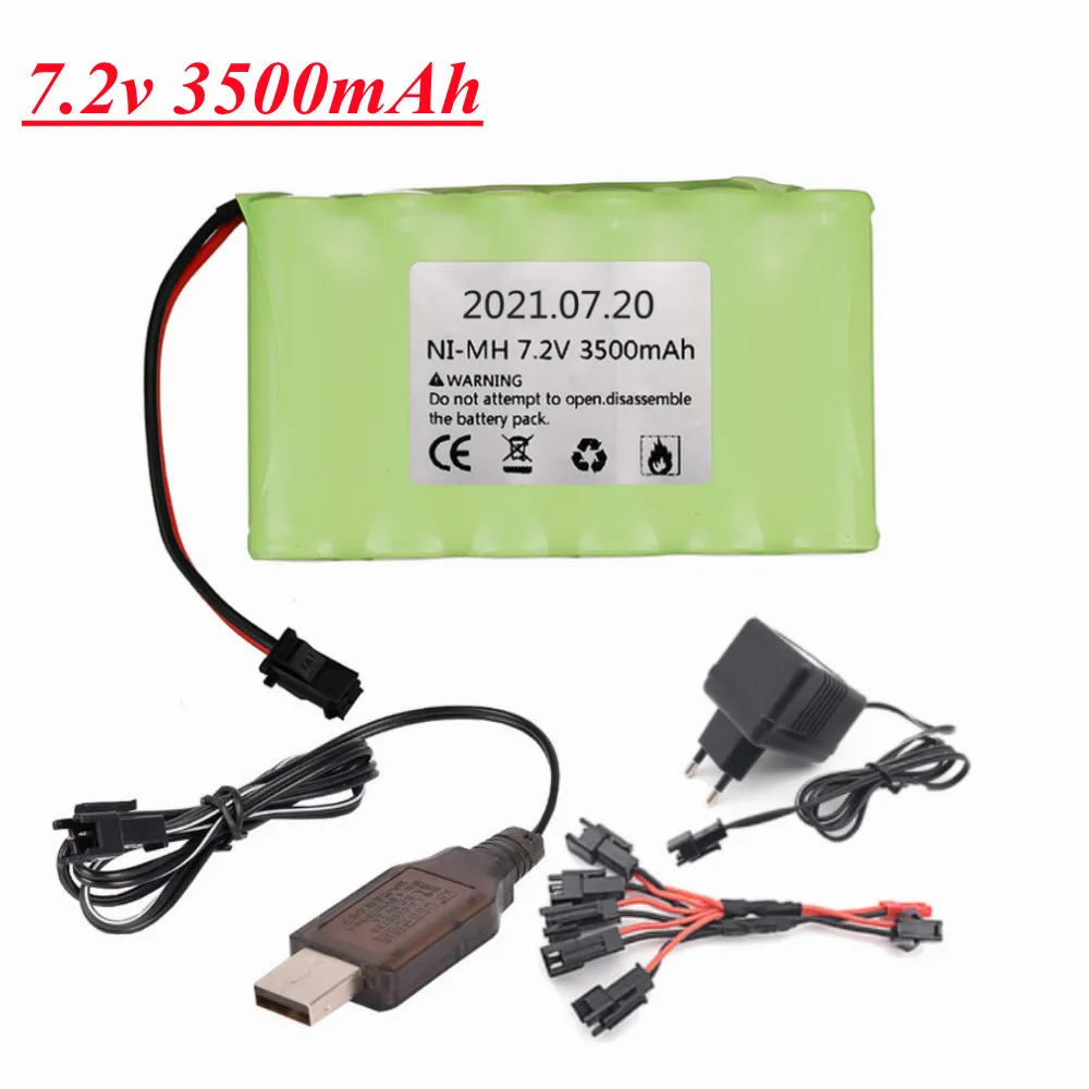 بطارية نيمه 7.2 فولت 2800mAh 3500mAh للتحكم عن بعد لعبة كهربائية قارب سيارة شاحنة ترقية 7.2 فولت 3000 mah aa NiMH بطارية