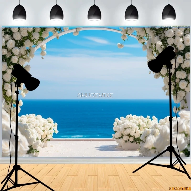 ST-04ฉากหลังสำหรับภาพถ่ายทิวทัศน์ชายหาดธรรมชาติเขตร้อนท้องฟ้าทะเลต้นปาล์มฤดูร้อนวันหยุดพักผ่อน