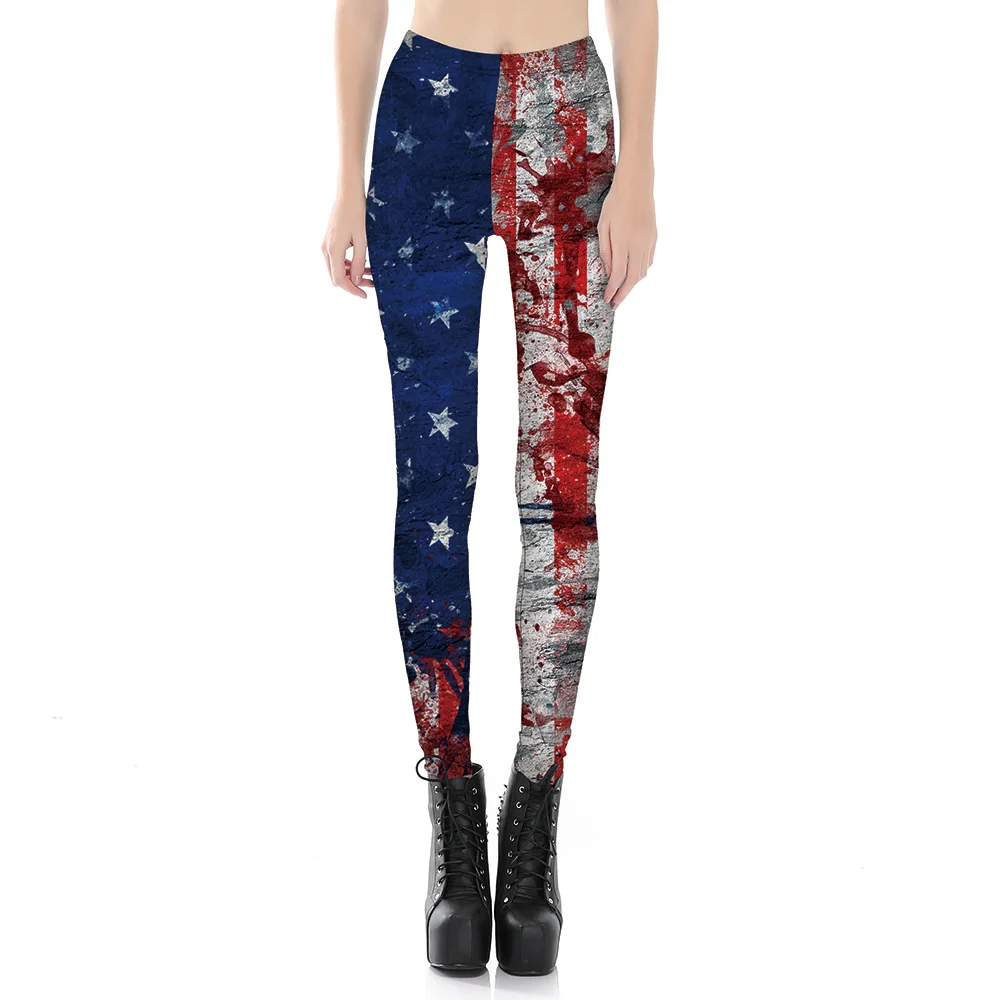 

Woman leggings USA Flag bloodstain printed S XL 4XL Slim legging 1137