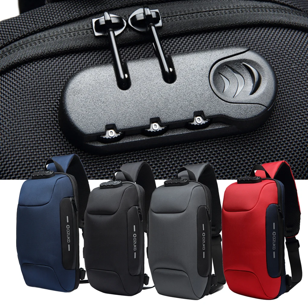 Men Bags Chest Pack Multi-function Lock USB Anti Theft Waterproof Mobile Multi-pocket Trip Shoulder Backpack