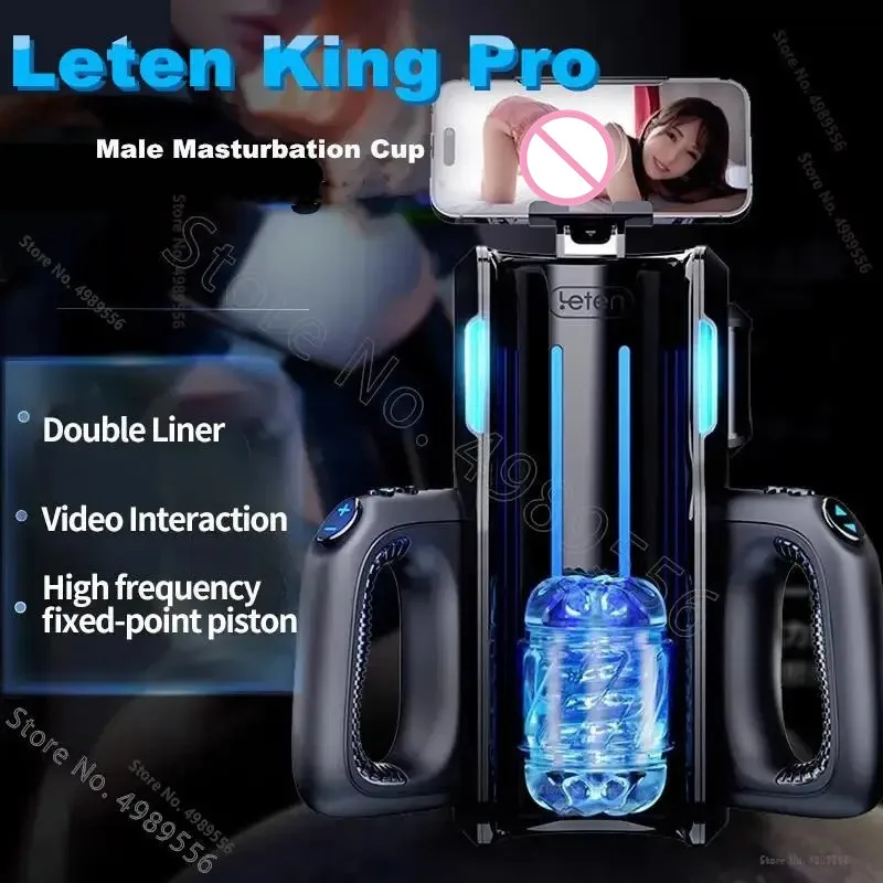 Leten King-Aquecimento Automático Vagina Realista para Homens, Suporte do Telefone, Telescópicos Sex Toys, Masturbador, Buceta Anal, Silicone