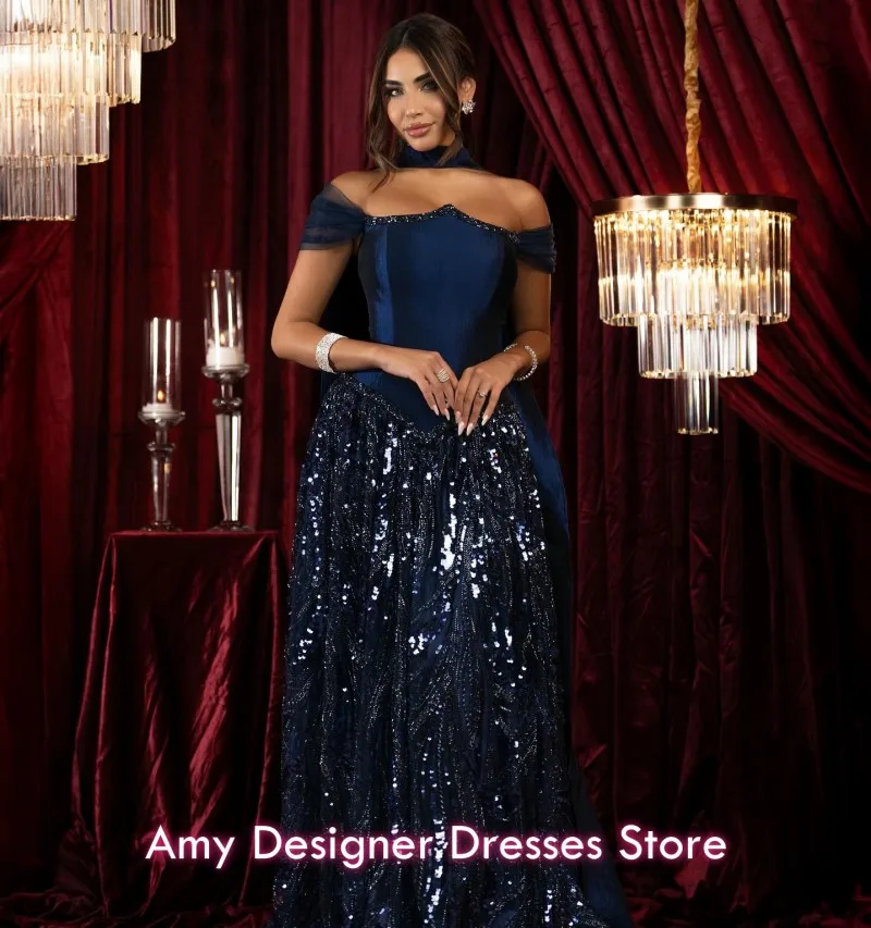 Generous Evening Dresses For Women 2026 Elegant A Line Sequins Off Shoulder Evening Prom Gowns Party Dress Customized