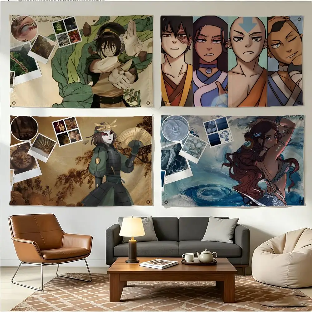 Anime Fantasy Avatar The Last Airbender Flags Four Ring Borderless Art Decor Indoor Outdoor Use Simple Hang And Install