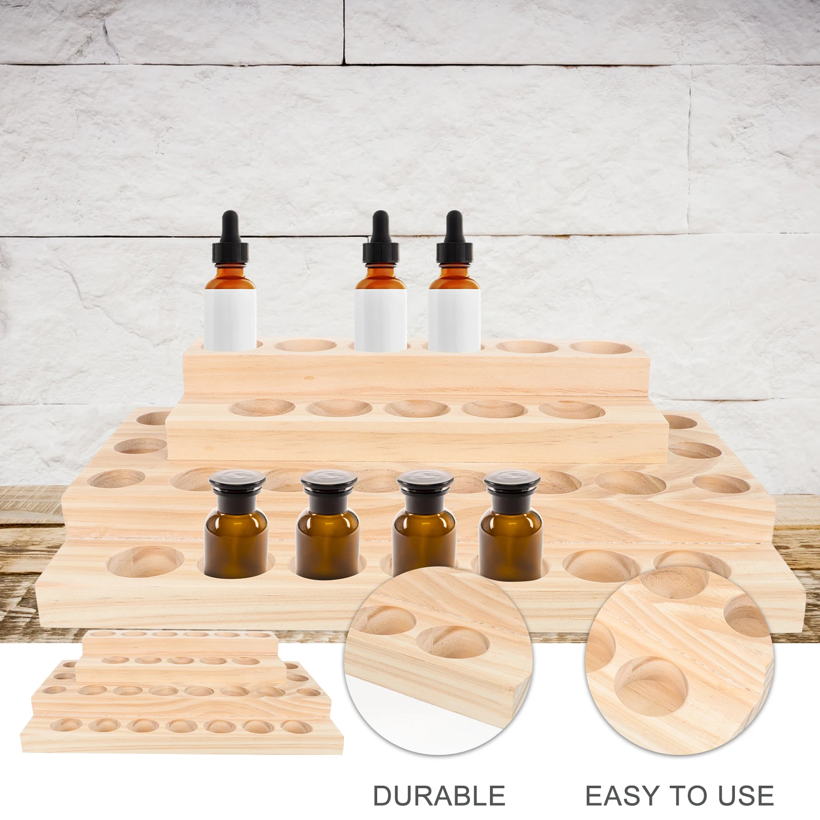 

1pcs Essential Oil Storage Box Wooden Holder Desktop Organizer For Home Display Rack Decorative Shelf Wood Case