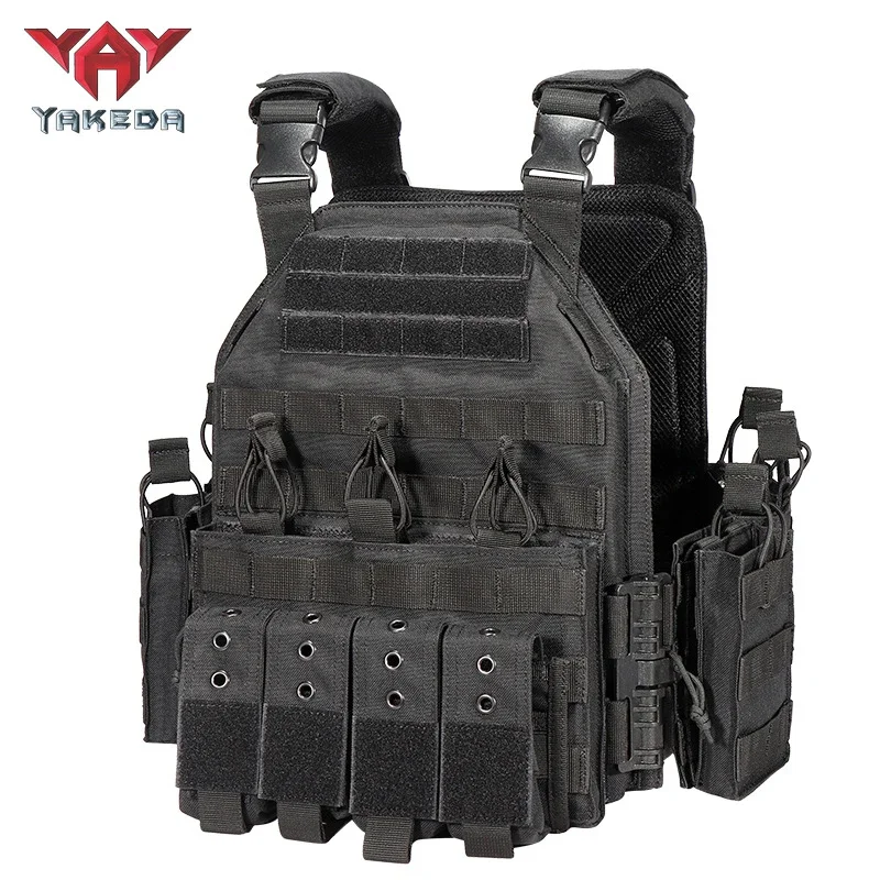 YAKEDA-1000D Nylon Plate Carrier Tactical Vest, Outdoor Hunting Protective, Adjustable Molle Vest, Airsoft Combat Accessories