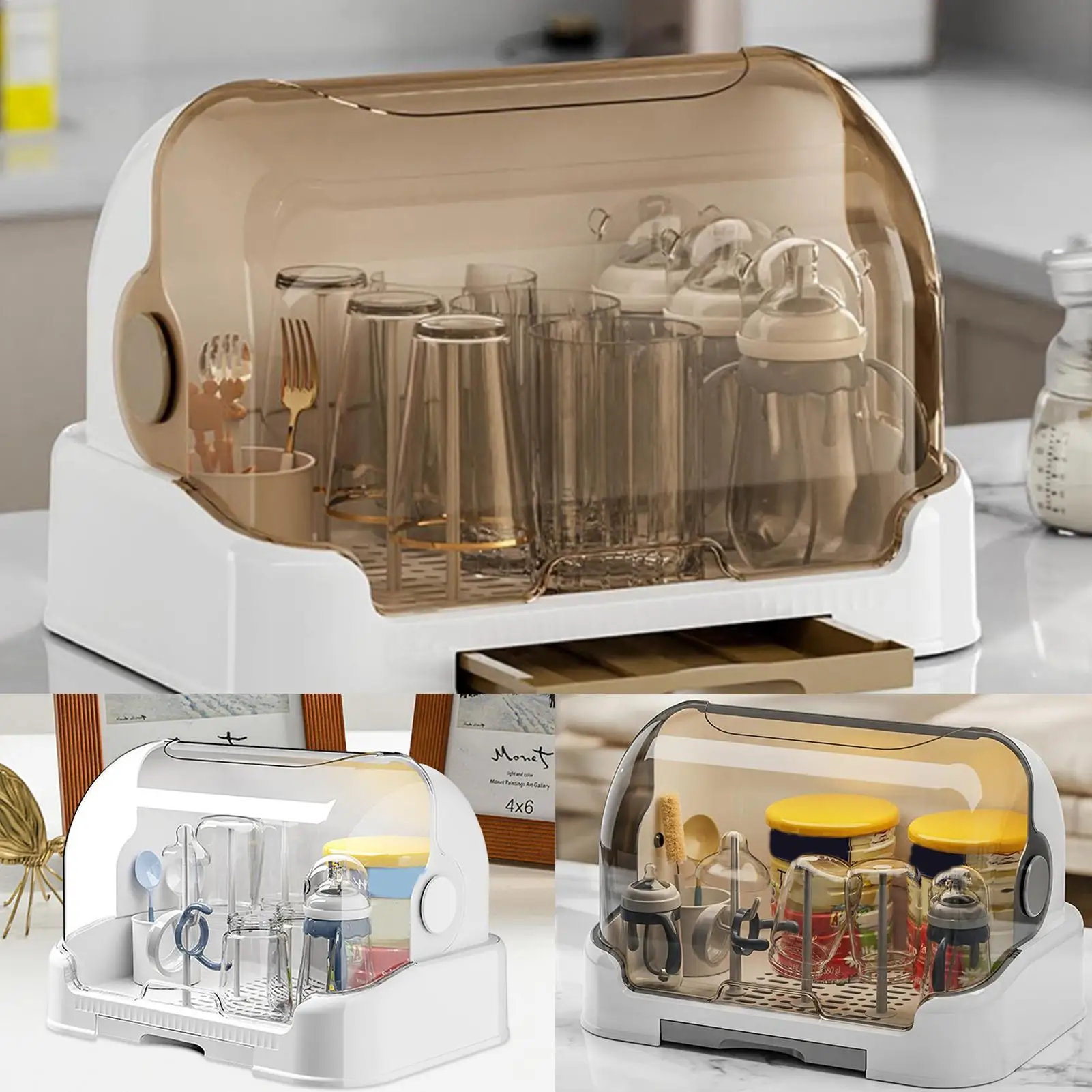 

Сушилка для детских бутылочек, ящик для хранения детских бутылочек, пылезащитное хранилище для бутылочек со съемным поддоном для капель, прочная столешница