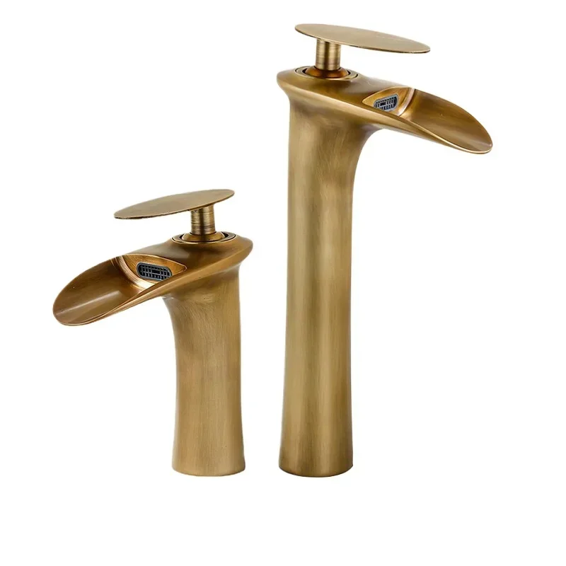 

All-copper Light Luxury Waterfall Outlet Basin Faucet Household Bathroom Washbasin Hot and Cold Faucet