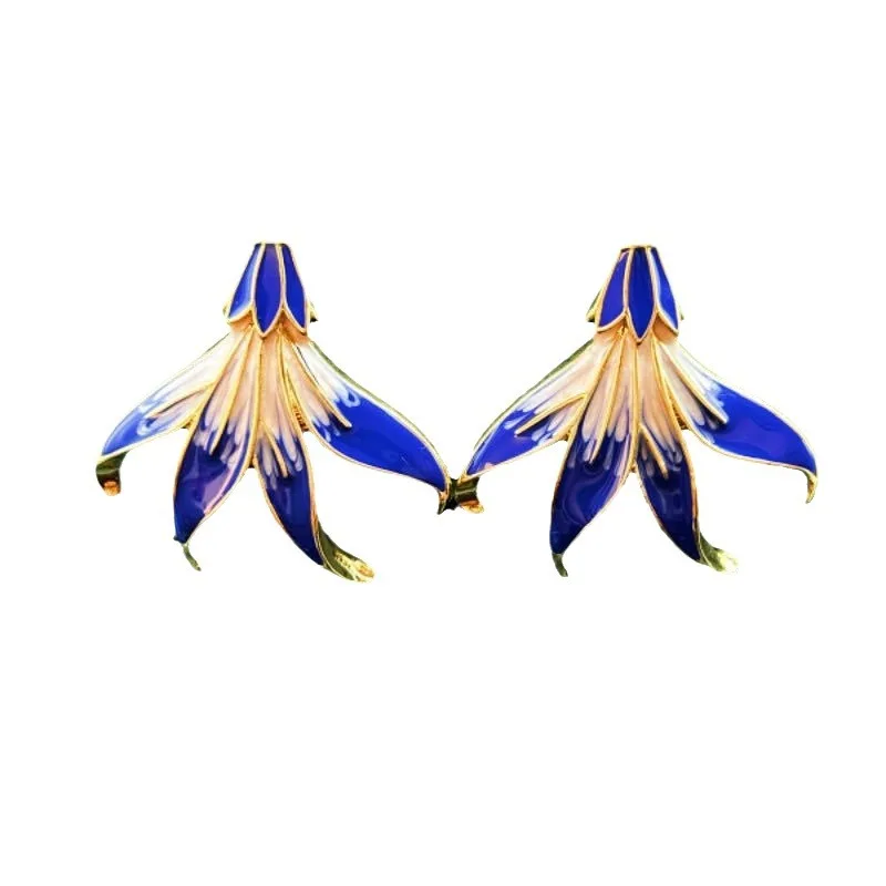 تشينغداو-المينا رسمت قلادة شرابة والأذن مجموعة ، العصور الوسطى خمر الأعمال الثقيلة ، نمط القصر الرجعية ، أنيقة #6