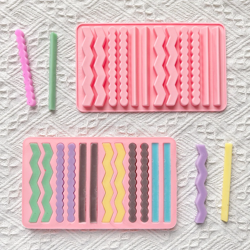 1 moldes de silicona con forma de tira larga de 2 agujeros y 3 moldes antiadherentes DIY, usados para gomitas, chocolates y dulces