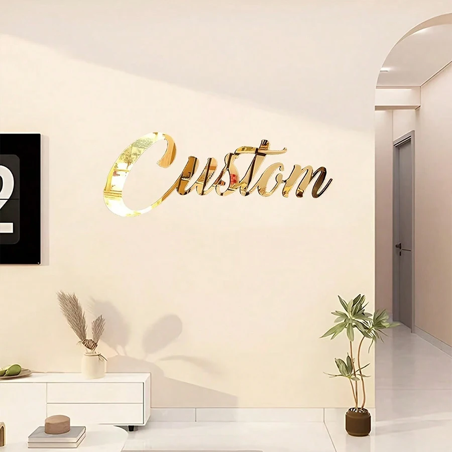 Customized Acrylic Text Logo, Personalized Mirror Reflective Design, Laser Cut Wedding and Party Decoration, Wall Mounted Text D image 6