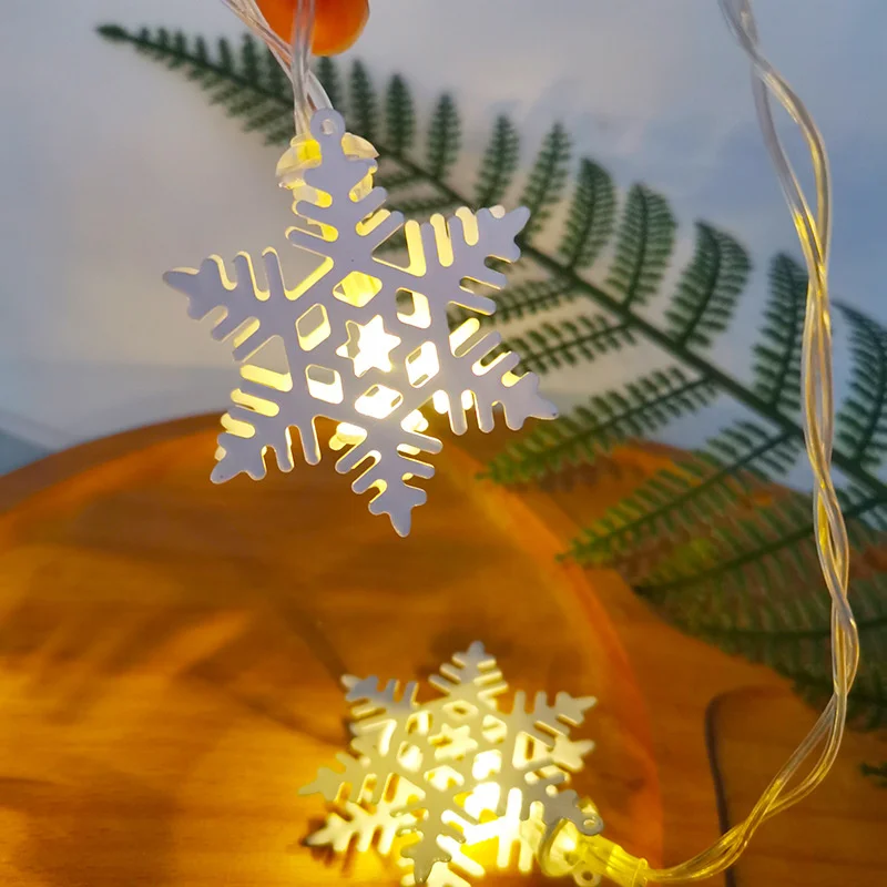 Guirxiété lumineuse LED flocon de neige nickel é de Noël, décoration de la maison, cadeaux du père Noël, ornement du nouvel an