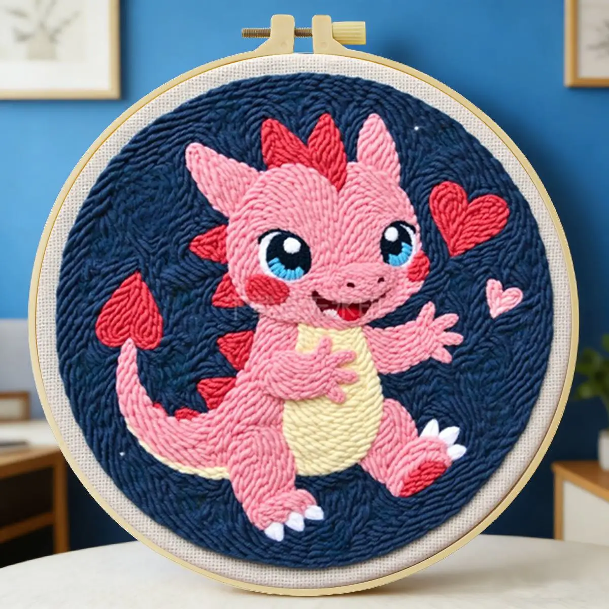 

20X20CM/7.87inch Dinosaur punch needle embroidery set kit Stitch Embroidery Knitted embroidery DIY handmade gift Needle Art