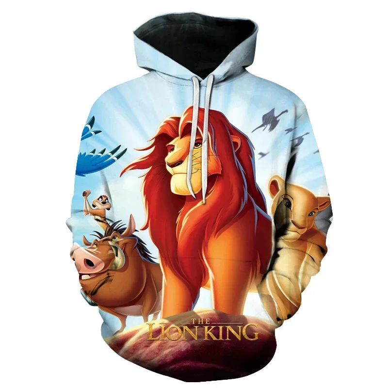 Disney Men's Hoodie for Autumn and Winter 3D Printed Lion Pattern Children's Hoodie Fashion Street Style Casual Men's Hoodie