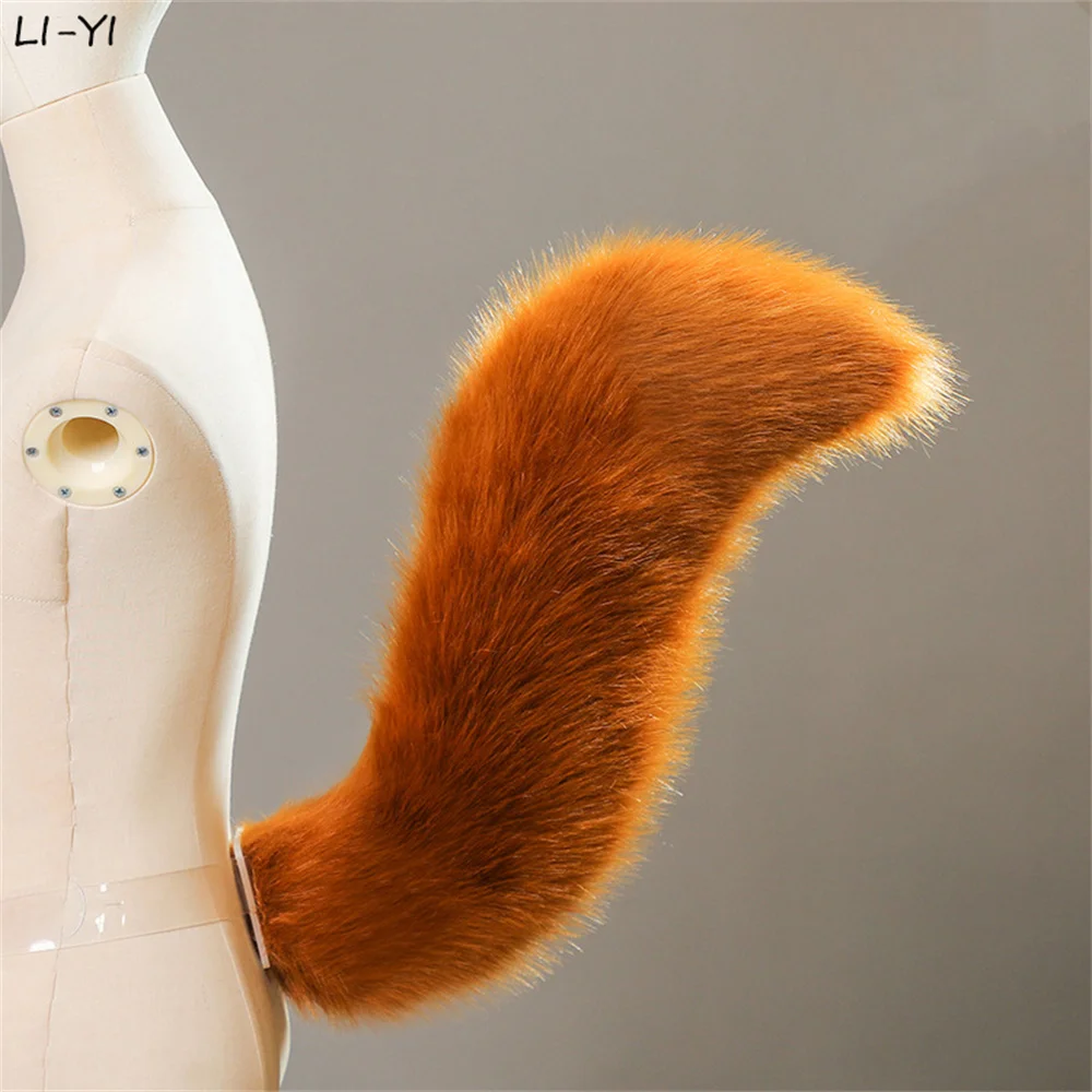 Plush Animal Tail Wolf Fox Cat Tail with Adjustable Belt Cosplay Accessories Role Play Party Props Furry Fluffy Dog Fox Tail