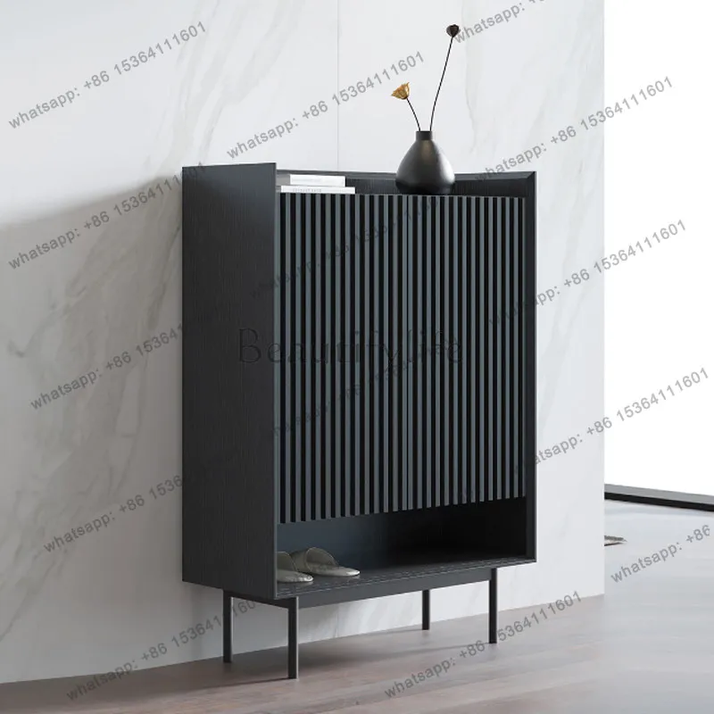 

Simple paint dining side cabinet retro metal foot living room storage view hall custom cabinet entrance