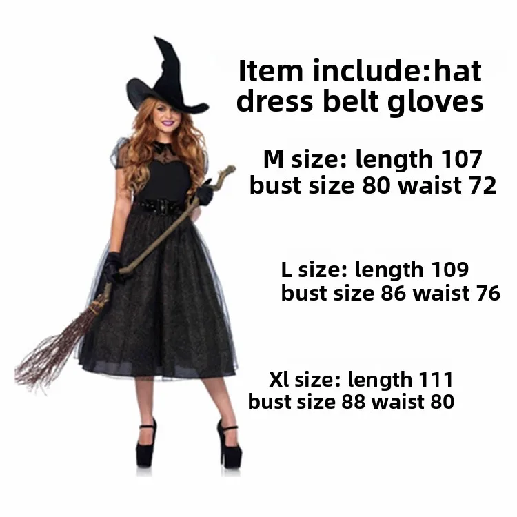 هالوين تأثيري فستان الساحرة ملهى ليلي زي حفلة الكبار لعب الأدوار عروسة كارتون زي